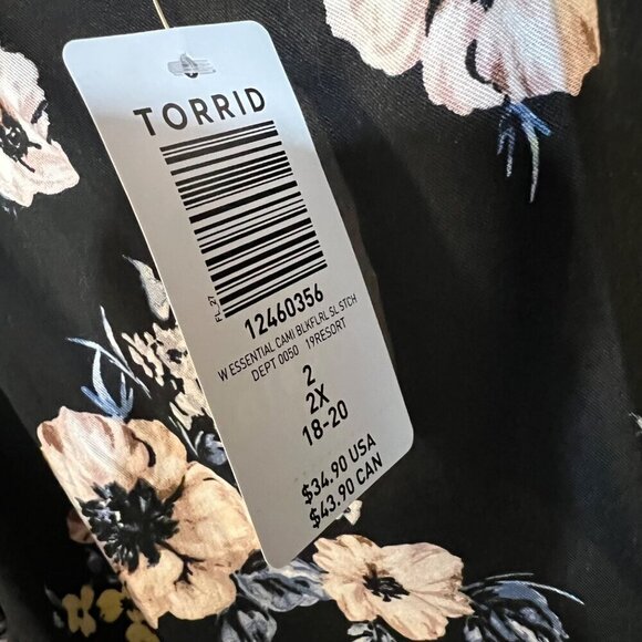 NWT Torrid Ava Floral Challis Cami Black 2X - Picture 5 of 5